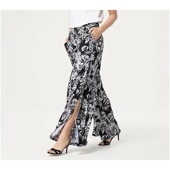 G.I.L.I. Womens Jetsetter Pants Side Slits XL Black Side Slit Jersey Knit NWOT - Picture 2 of 6